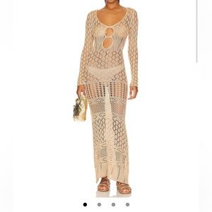 Revolve Long Sleeve Crochet Maxi Dress by SNDYS